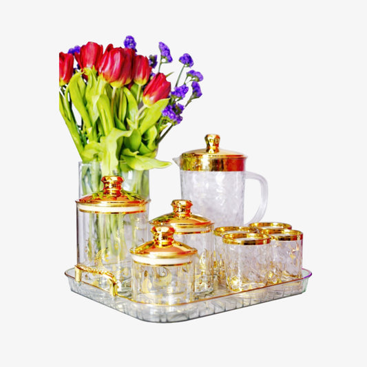 (Bundle Deals) 3 Canisters and a Jug set with a Tray