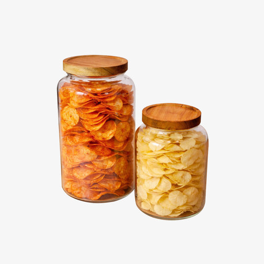 Nordic Wood Glass Jar (Wooden Series)